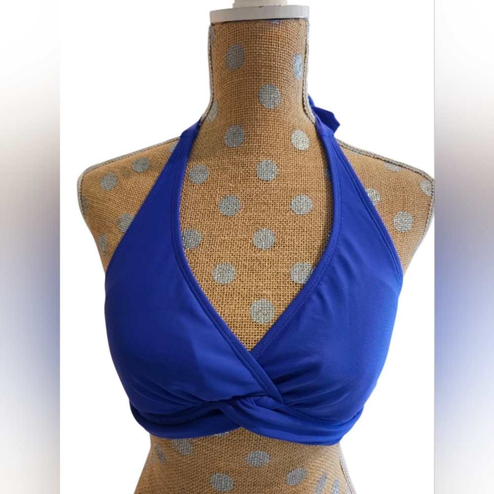 Athleta Blue Swim Bikini Top 34 B/C Cross Front